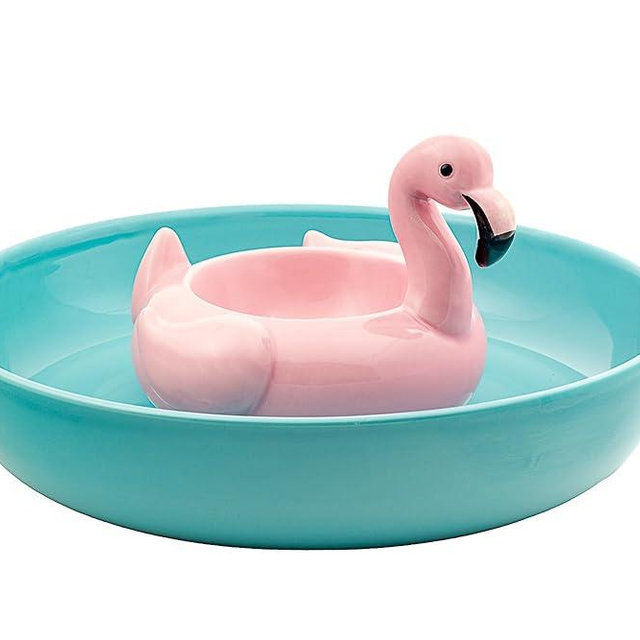 10 Strawberry Street Flamingo Pool Float Chip and Dip Platter
