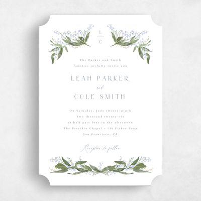 Blue Ticket Wedding Invitation - Zucchero Portrait
