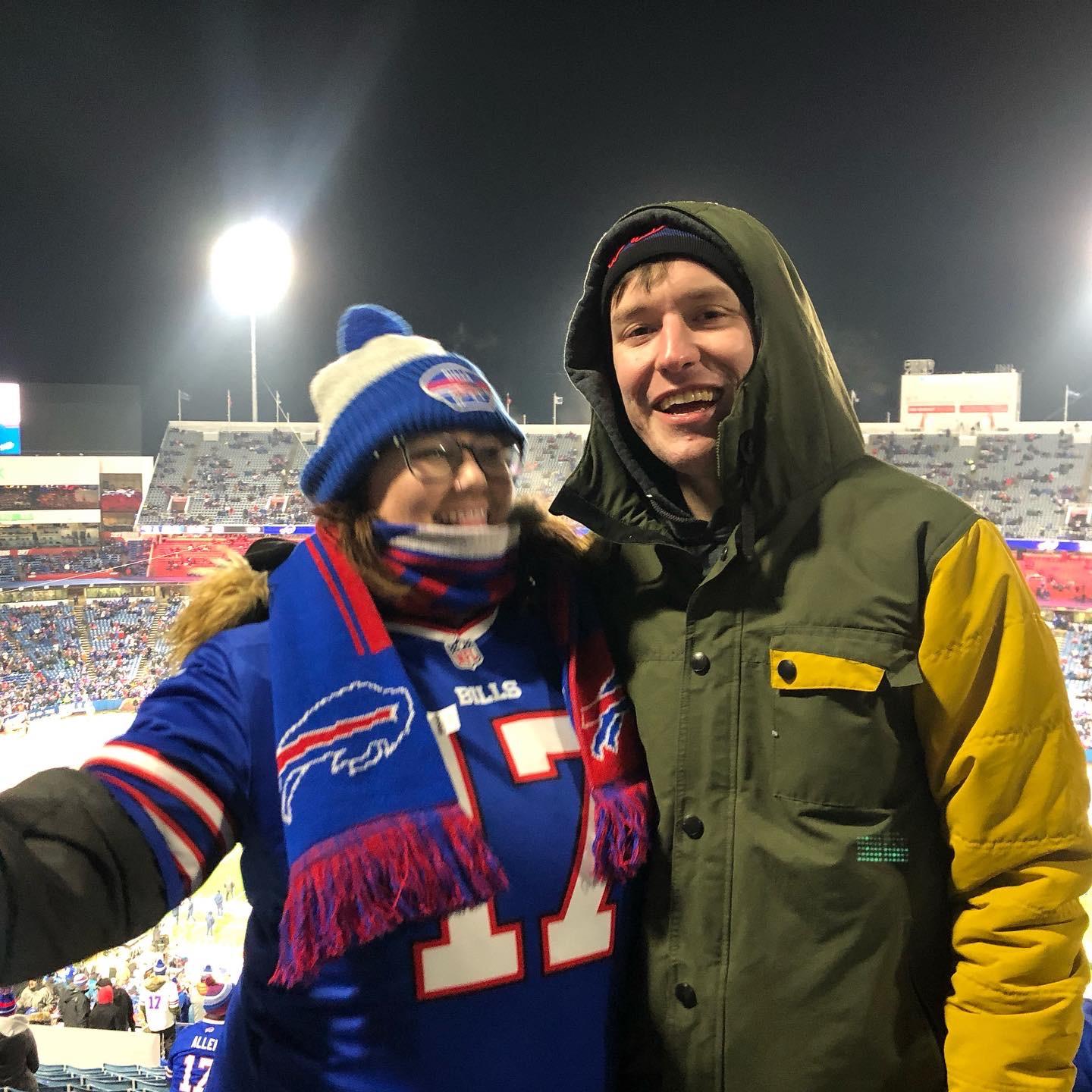 One of our favorite memories is freezing our butts off at the Bills vs. Patriots Wild Card game in 2022. The Bills won and we left with all of our fingers and toes still attached! #FTP