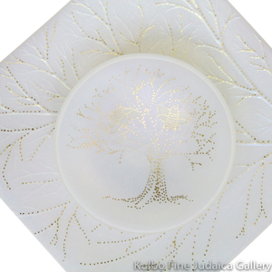 Honey and Apple Set, Square Leaf Plate with Honeybee Bowl, Glass with Opaline Glaze