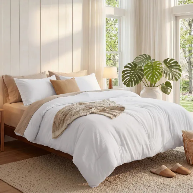 Bedsure King Size Comforter Set White Soft Prewashed Bedding for All Seasons 3 Pieces GentleSoft™ Down Alternative Bed Set Mother's Day Gift