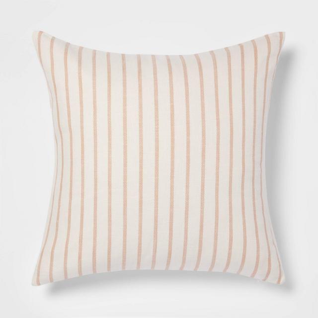 Oversized Cotton Striped Square Throw Pillow Clay/Cream - Threshold™