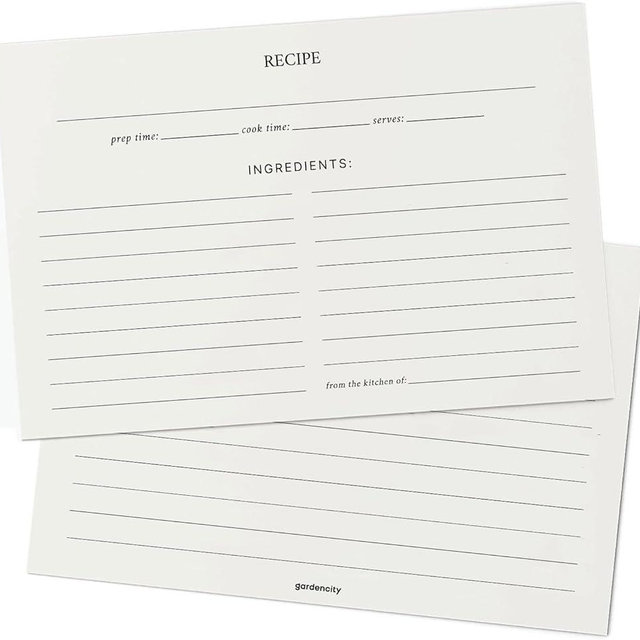 GardenCity Recipe Cards, 4x6 Premium Recipe Cards for Bridal Shower and Weddings, Double-Sided, 50 Pack, Modern Minimalist
