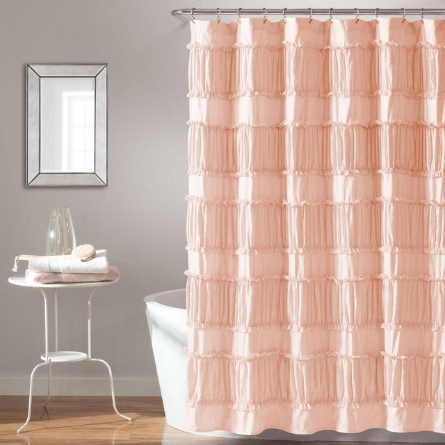 Nova Ruffle Shower Curtain Blush - Lush Décor