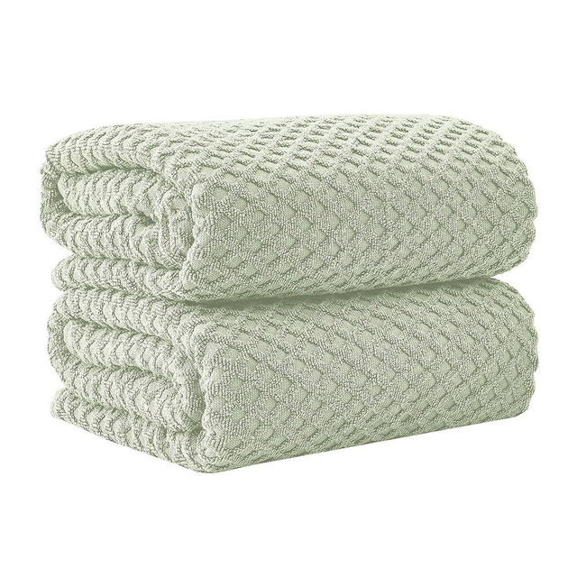 Great Bay Home Oversized Bath Sheets - 100% Cotton 2 Pack 68x35 Extra Large Towel - Absorbent, Durable, Quick-Dry Towels for Bathroom (Pale Green)