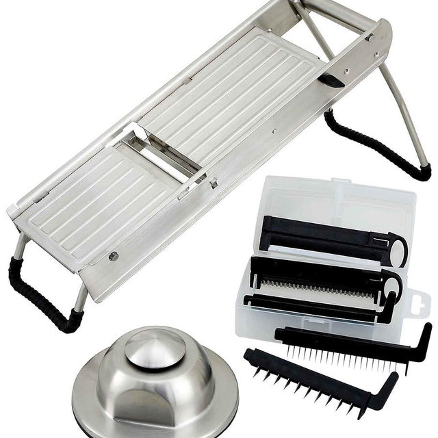 Winco winware Stainless Steel Mandoline Slicer Set with Hand Guard
