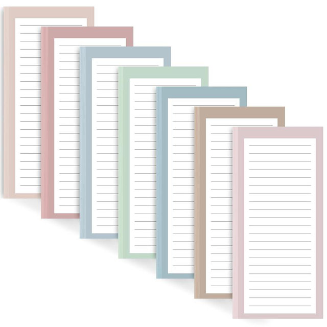 AZUREAL 7 Pack Magnetic Notepads for Refrigerator, 30 Pages/Book Grocery List Magnet Pad for Fridge, Design Magnetic Grocery List Pad for Fridge, Grocery List Notepad, To-Do Memos, List