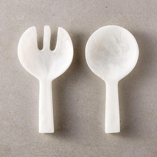 White Resin Salad Servers Set of 2