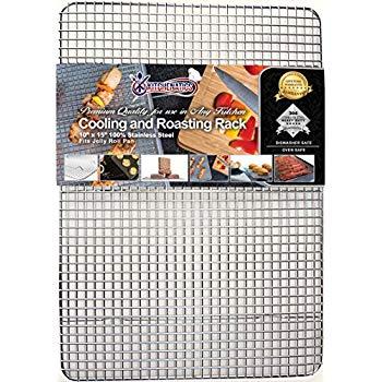 Ultra Cuisine Heavy Duty Stainless Steel Cooling and Baking Rack fits Jelly Roll Sheet Pan - Cool Cookies, Cakes & Bread - Oven Safe Wire Grid for Roasting, Cooking, Grilling & Barbecue (10" x 14.75")