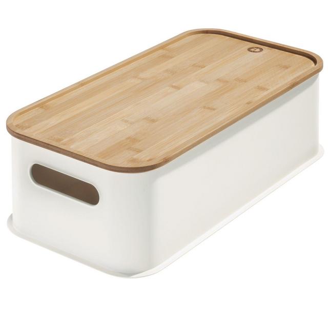 iDesign™ Large Storage Bin with Bamboo Lid in White