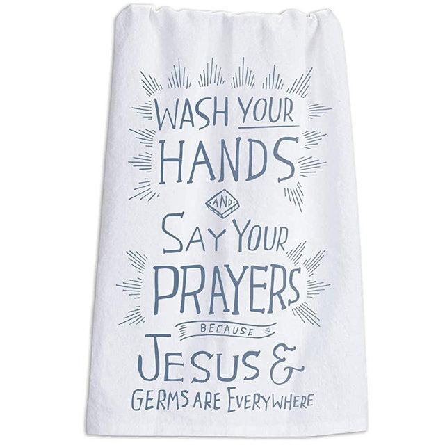 Primitives By Kathy – Novelty Tea and Dish Towel – Jesus and Germs are Everywhere