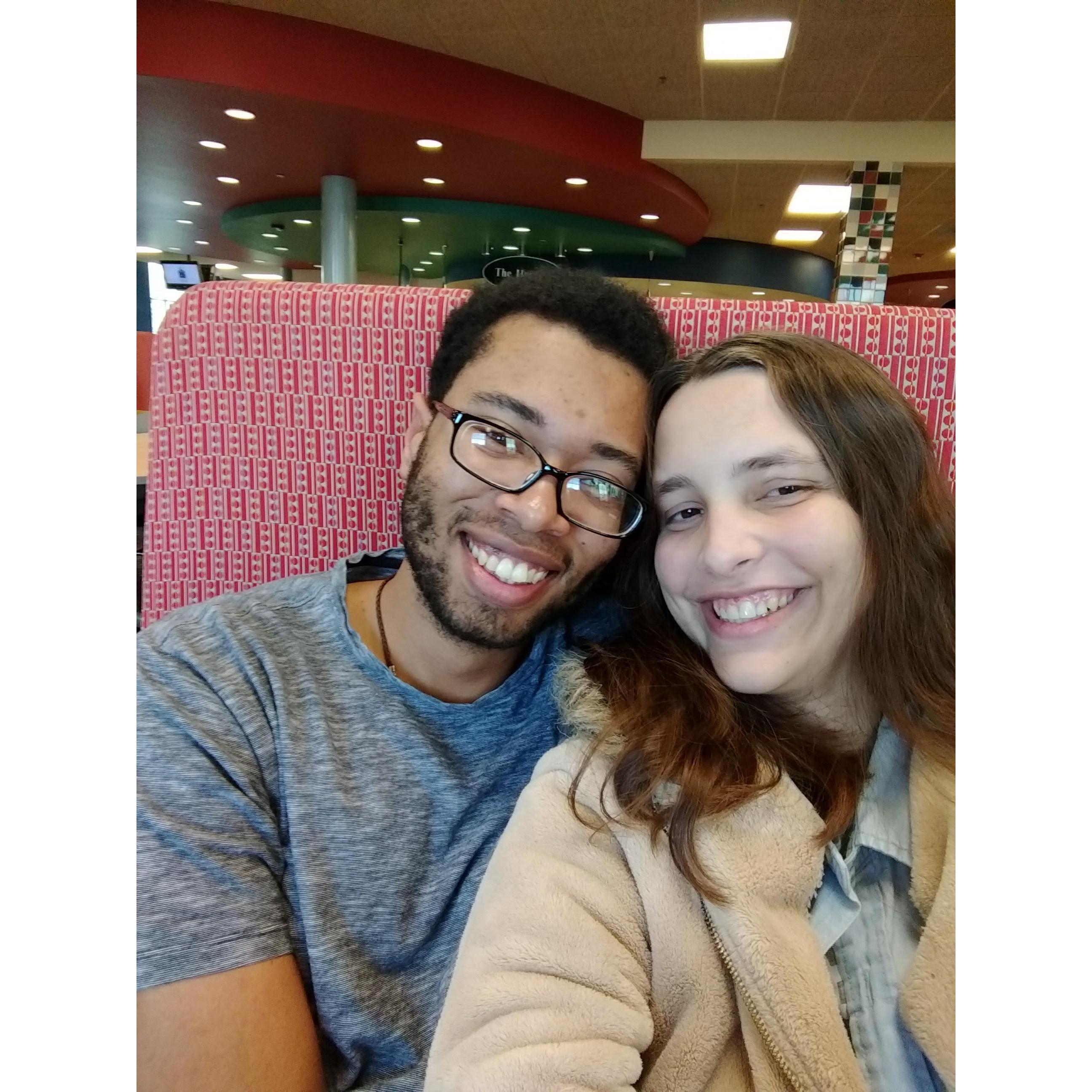 Hanging out at college.