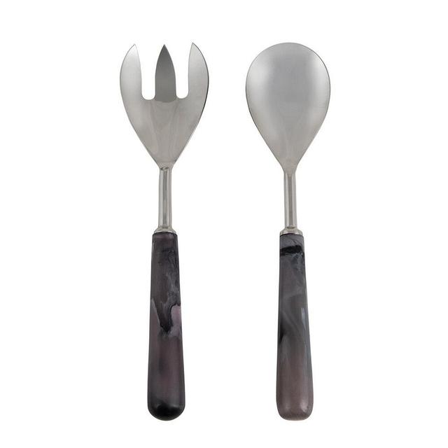 LUXE Grey Marble Look Resin Salad Servers Set