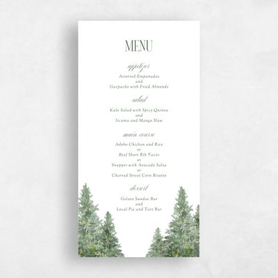 White Greenery Wedding Menu - Balsam