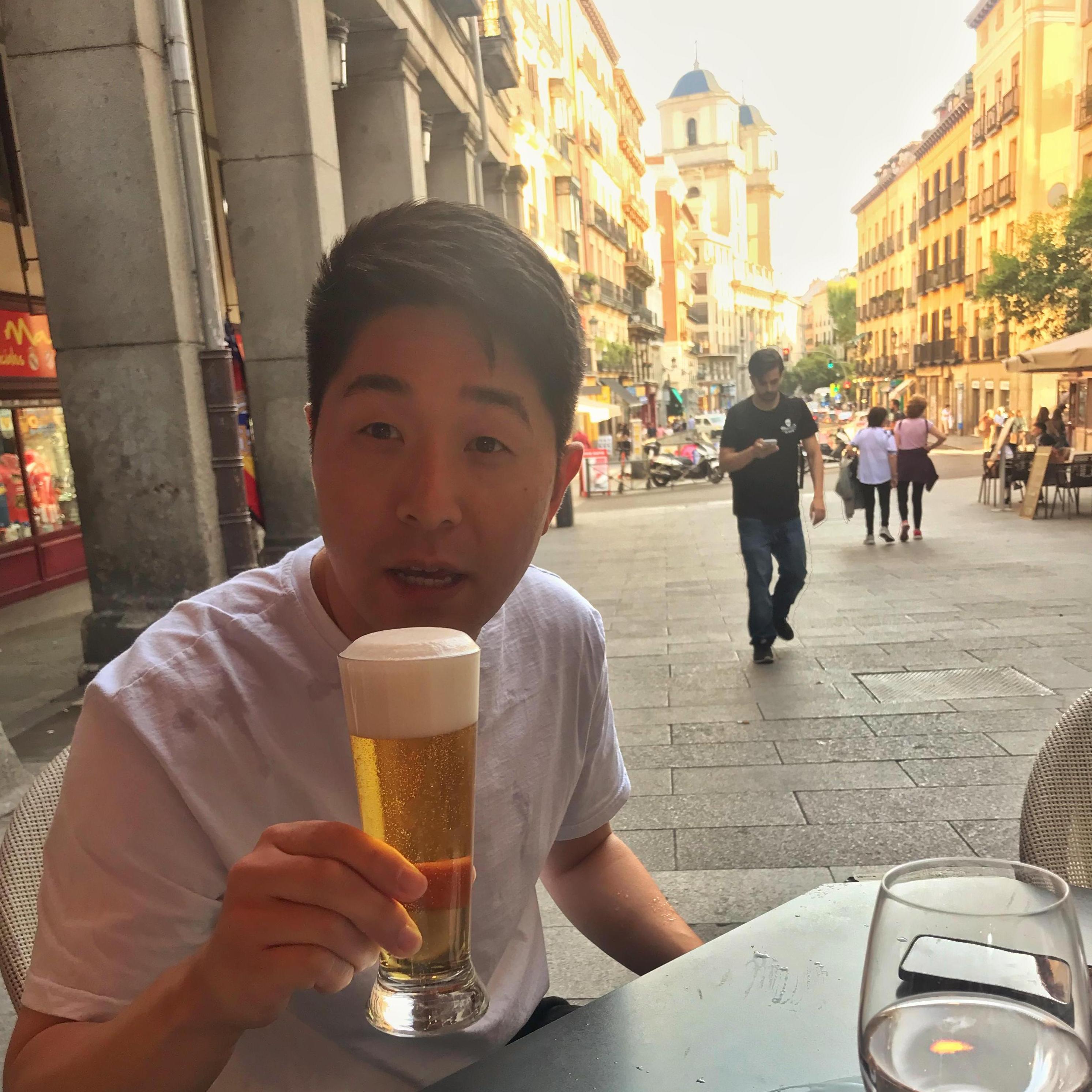 Having a beer in Spain