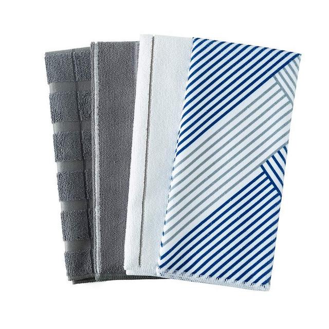 Figolo Microfiber Kitchen Towels - Dish Towel Geometry Set of 4, Super Absorbent and Soft, 26 X 18 Inch