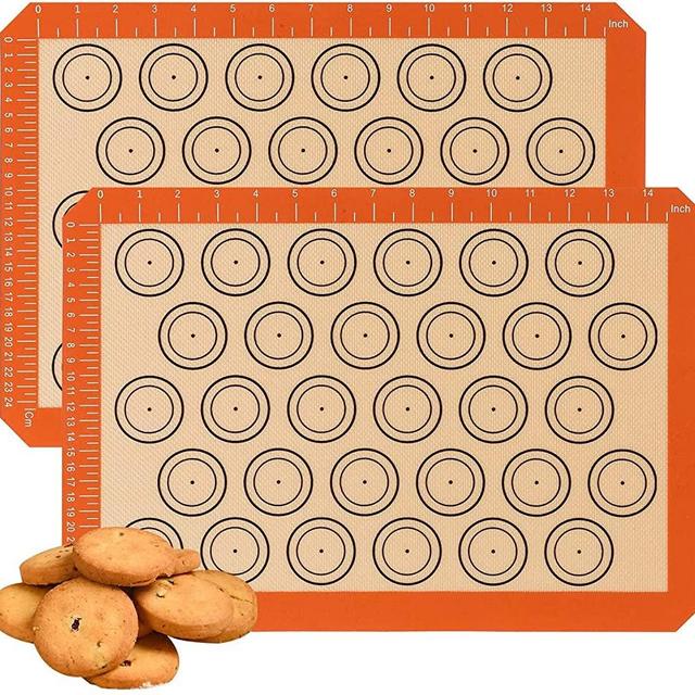 2 Baking Mats - Silicone, Food Safe Baking Mat, Tray Pan Liner Fat-free Dishes - Food-Grade Silicon Liner Reusable up to 2000 Times - Cookie Sheets - Perfect for Macaroon, Pastry, Bread