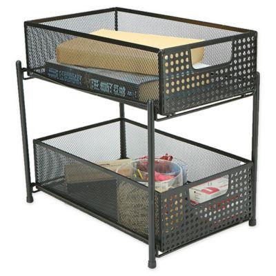 Mind Reader 2-Tier Storage Basket Organizer in Black