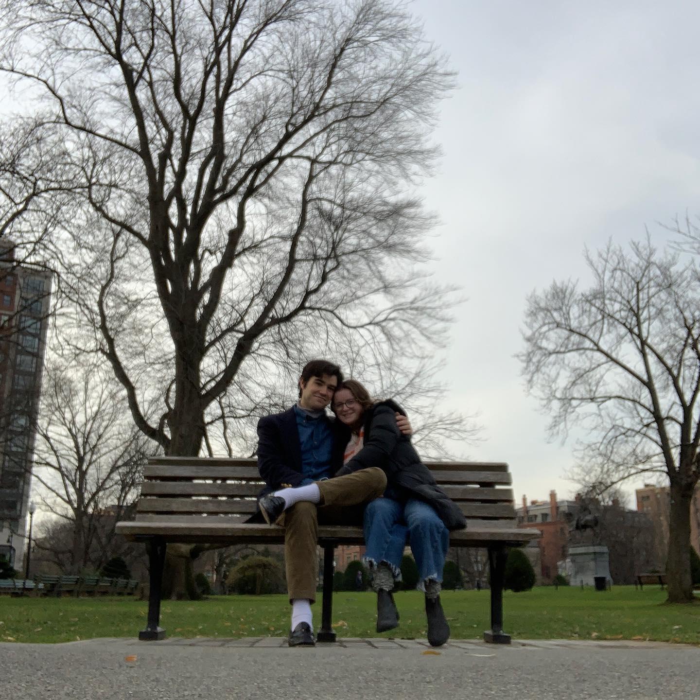 One year after our first date, we returned to the Public Garden in Boston, where we sat on this same bench!