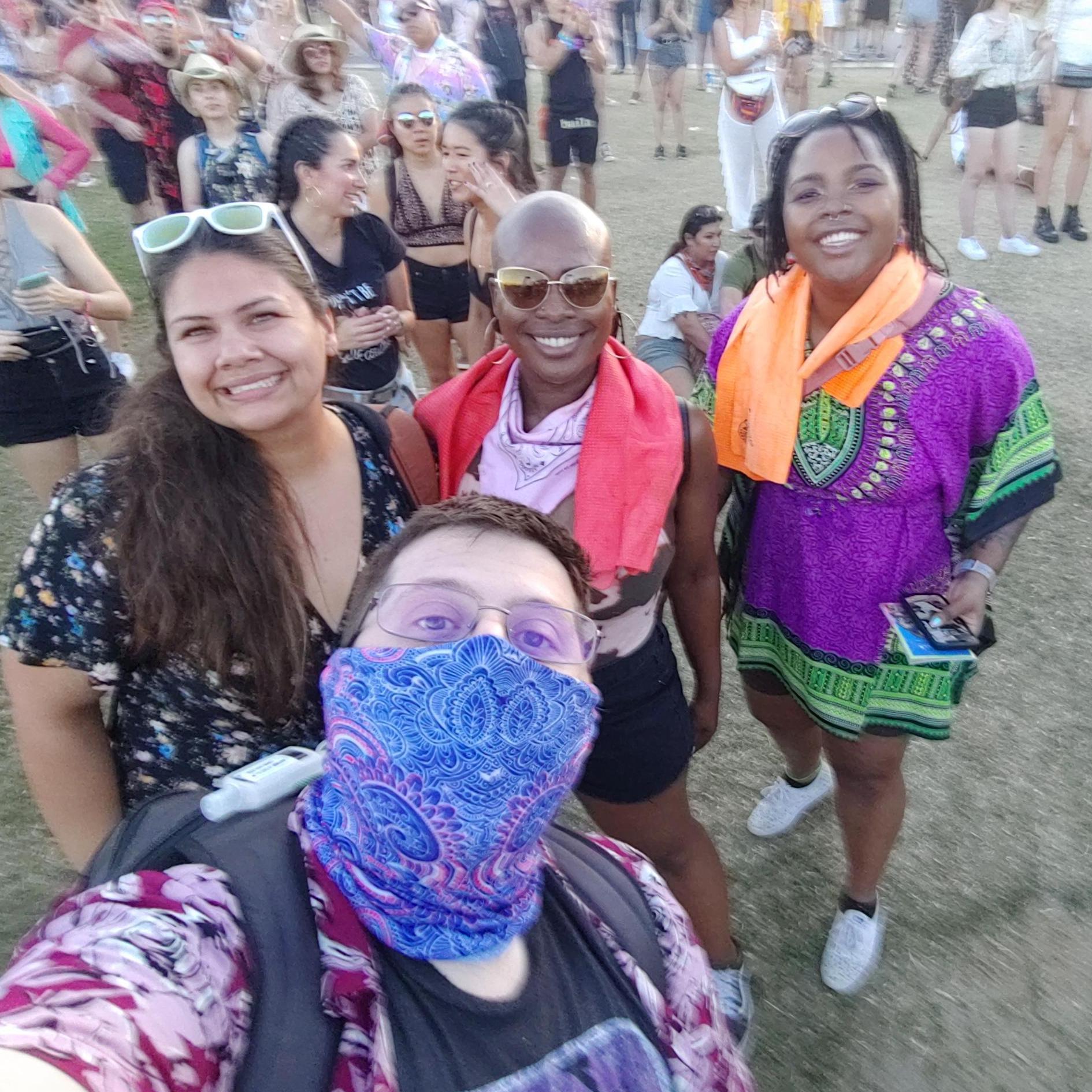 The crew from last year's Coachella: Harri, Olivia, Kelci, and Kelci's sister Jadzia!