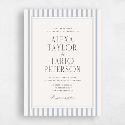 Dusty Blue Wedding Invitation - Azelie Portrait
