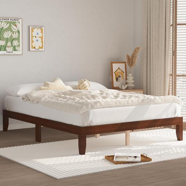 Twolike Queen Bed Frames,Wood Bed Frames,Wood Platforms Bed with Wooden Slats Support,Mattress Foundation,No Box Spring Needed,Easy Assembly,Queen,Espresso