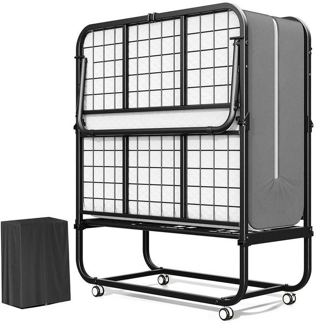 Greenvelly Folding Bed with 5 Inch Mattress, 75” x 38” Portable Rollaway Bed with Memory Mattress and Metal Frame for Adults,Guest, Twin Size,Cot Size