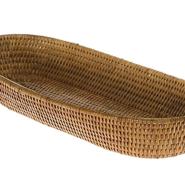 KOUBOO La Jolla Rattan Bread Basket, Honey Brown, Large