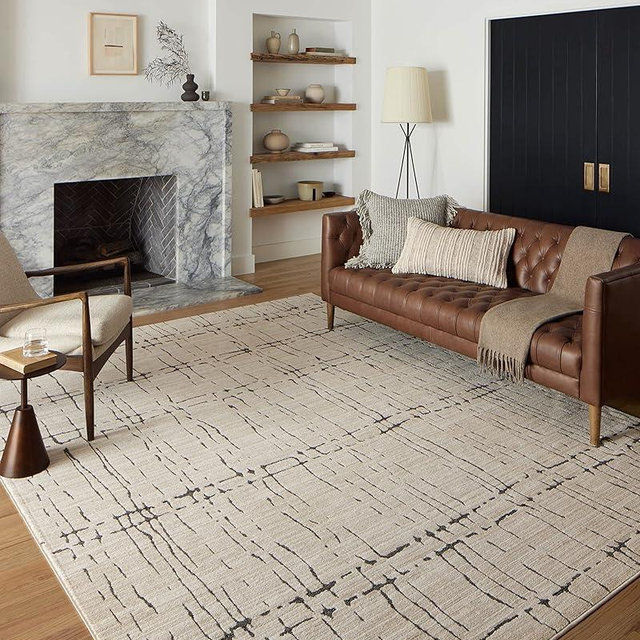 Loloi II Darby Area Rug in Sand/Dk. Grey, 6'-7" x 9'-3" - Vintage Inspired Rug, High Traffic Accent Rug for Living Room, Bedroom, Playroom, Entryway & Hallway