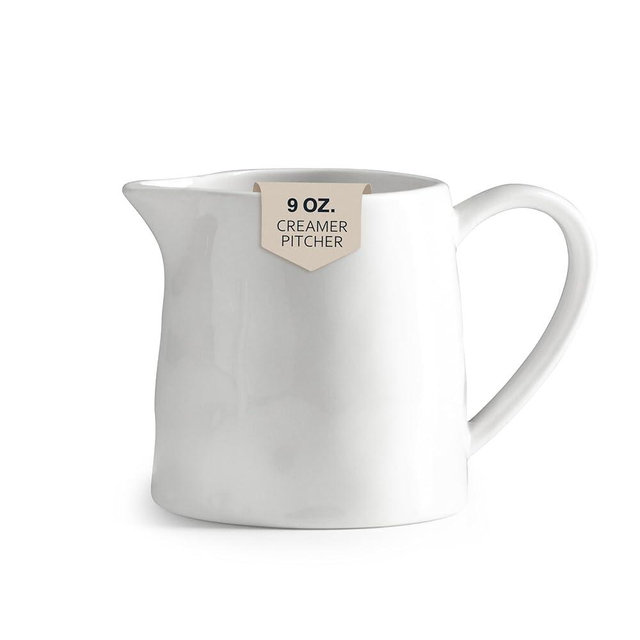 Creamer 9 OZ Creamer Pitcher, White Creamer with Handle, Porcelain Small Milk Pitcher, Coffee Creamer Pitcher, Farmhouse Creamer Pitcher, Kitchen Creamer Pitcher
