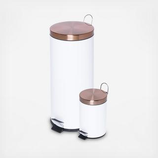 Round Two-Tone 2-Piece Trash Can Set