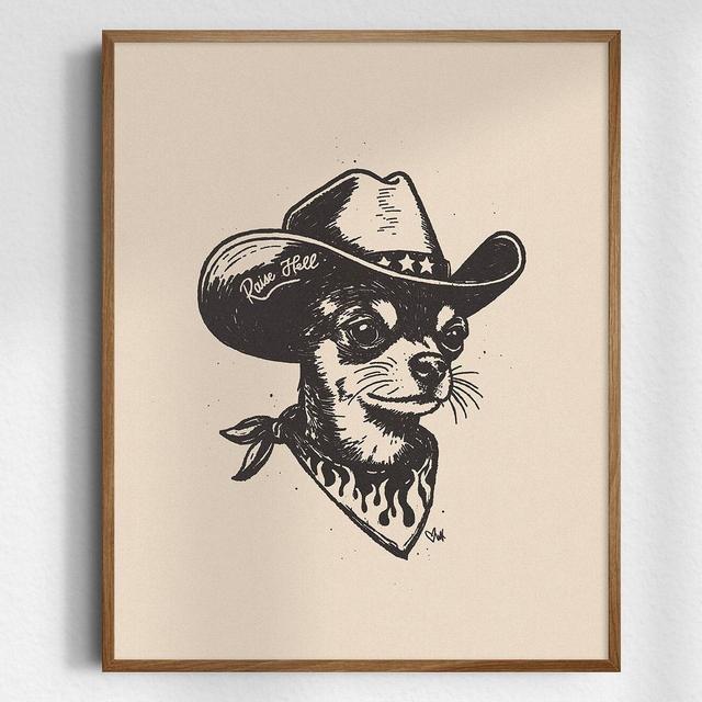 Raisin Hell Cowdog, Giclée Fine Art Print, Western Dog Art, Vintage Cowboy Dog, Yallternative Cowboy Dog, UNFRAMED