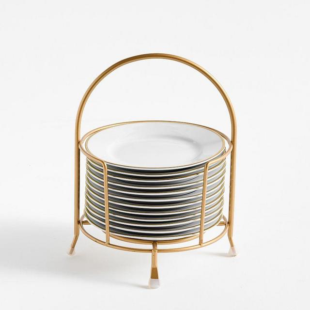 Gold Rim Porcelain Appetizer Plates, Set of 12 - Gold/White