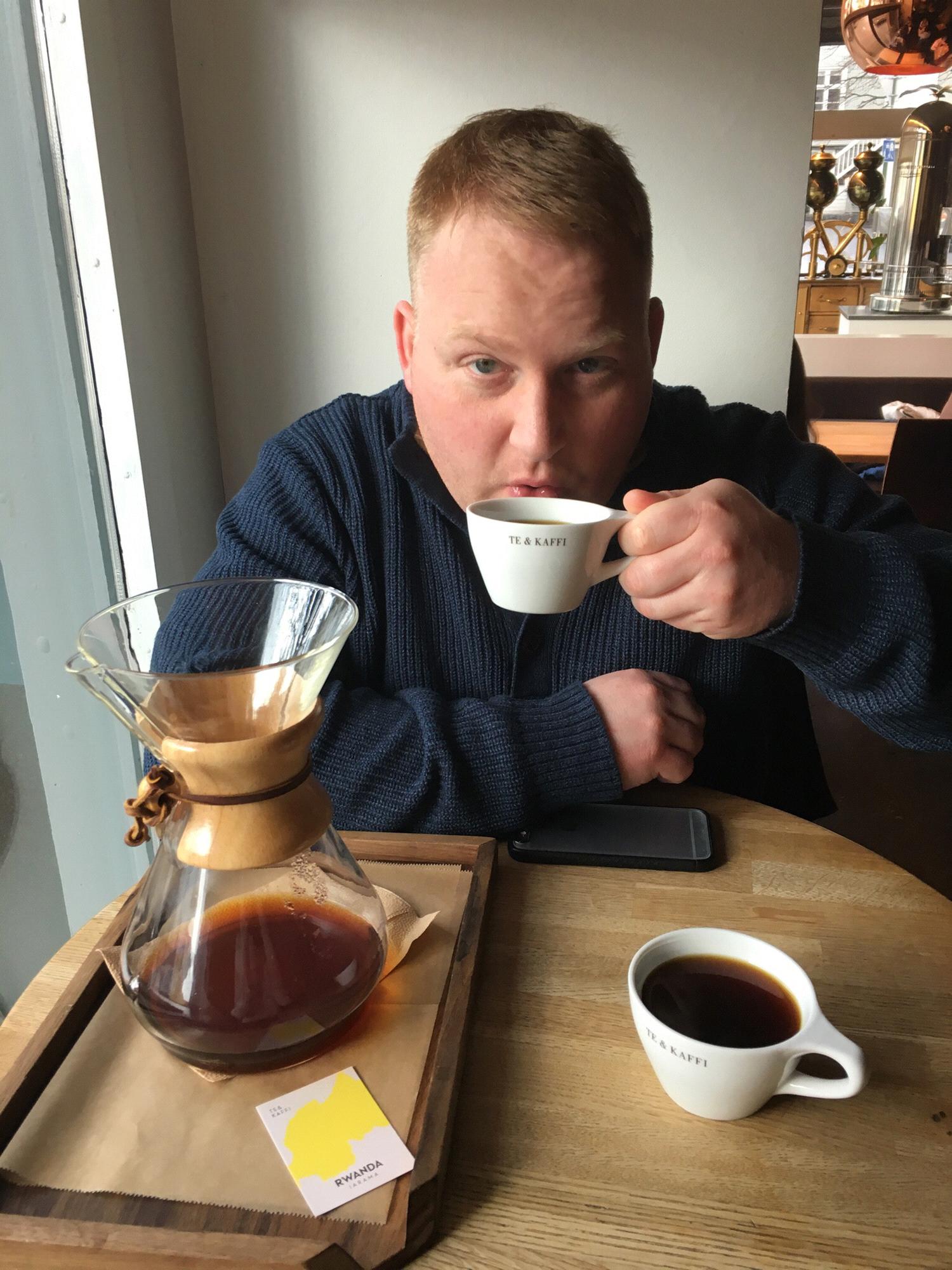 Enjoying a much needed coffee in Reykjavik after a red-eye from Boston. 2017.