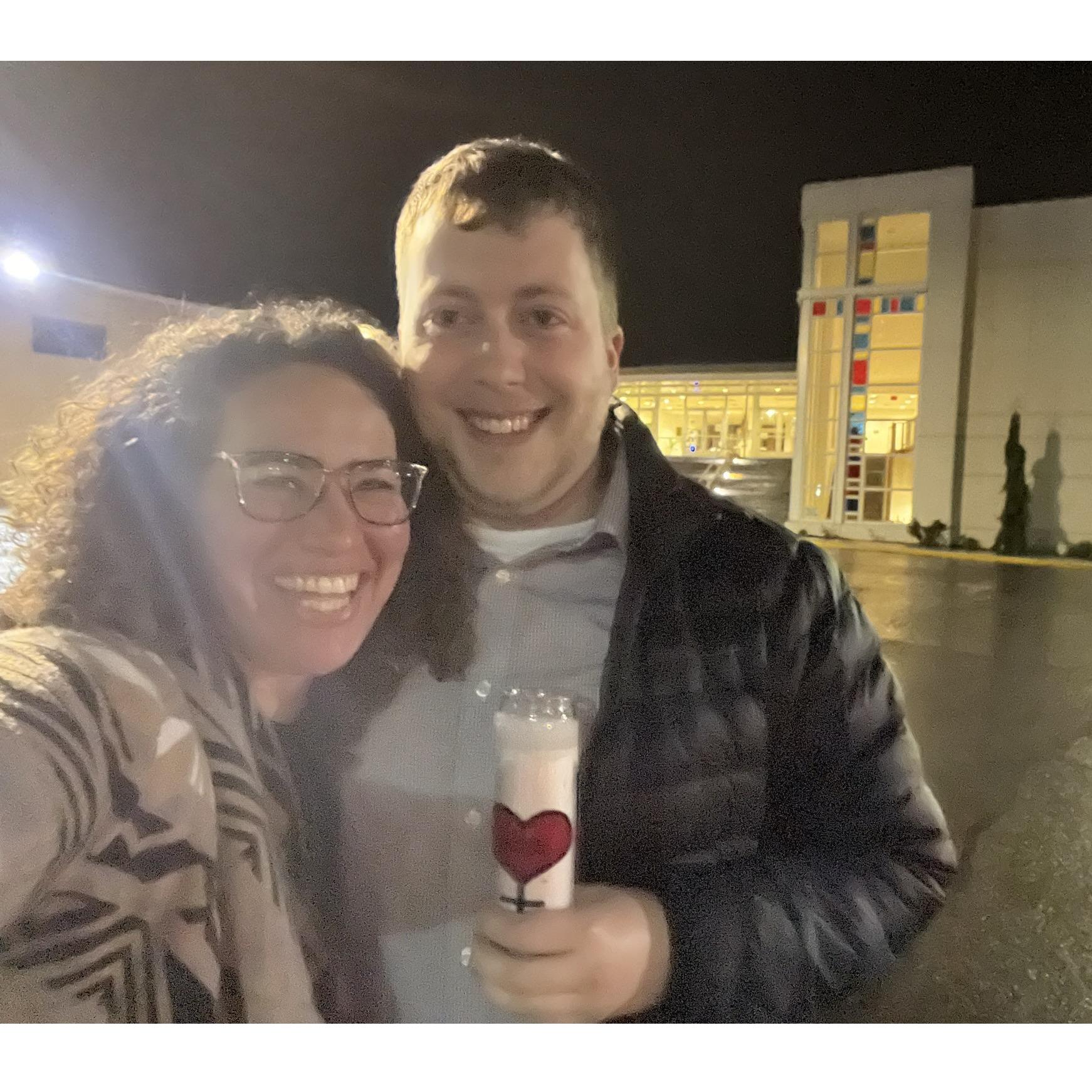 Celebrating finishing marriage preparation.