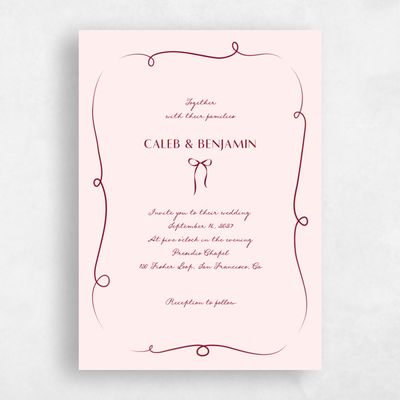 Lightest Blush, Pink Wedding Invitation - Kasey Portrait