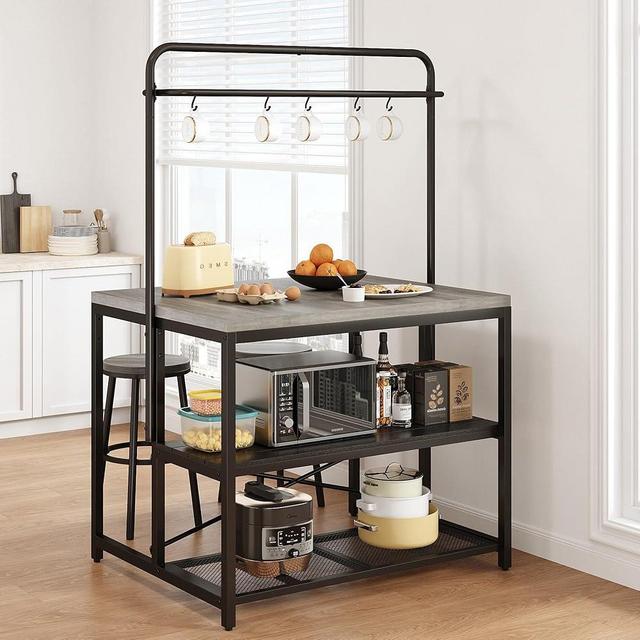 Kitchen Island, Kitchen Island with Storage, Bakers Rack, Island Table for Kitchen, Bakers Rack with Storage, Large Kitchen Island Table, Coffee Bar Table with Shelf,5 Racks (Grey, 42*27.5*71)
