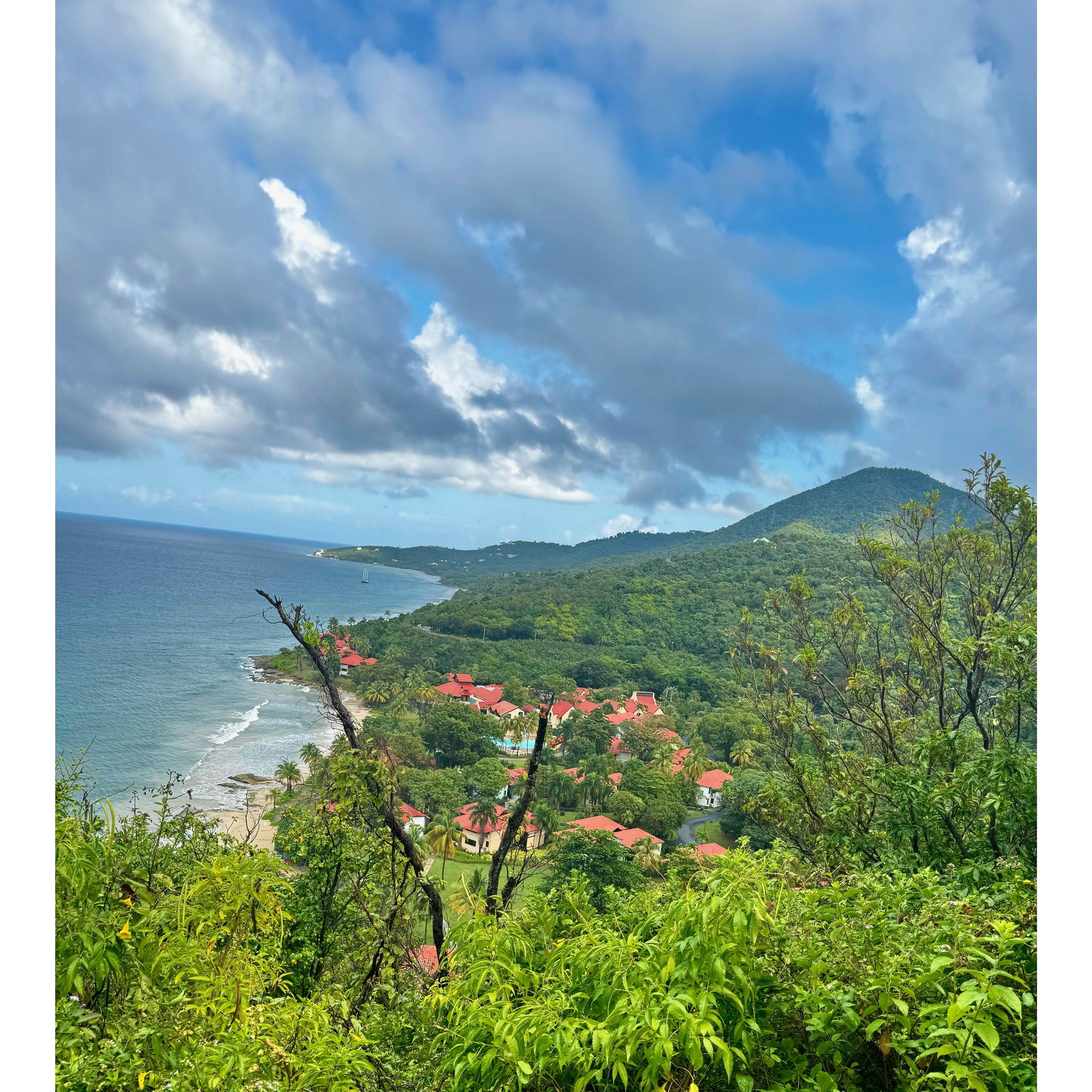 View of the resort from above on the hiking trail to the tidepools