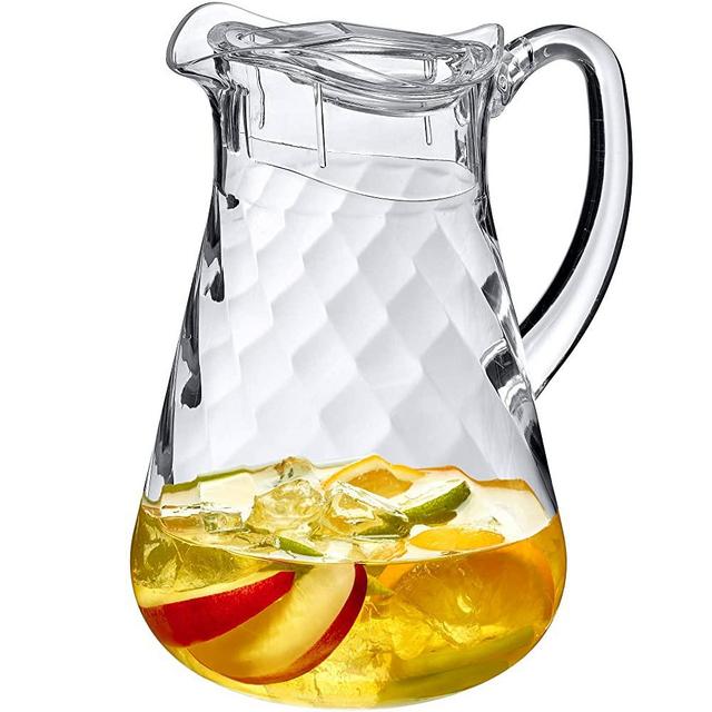 Amazing Abby - Droply Whirly - Acrylic Pitcher (64 oz), Clear Plastic Pitcher with Lid, BPA-Free and Shatter-Proof, Great for Iced Tea, Sangria, Lemonade, and More
