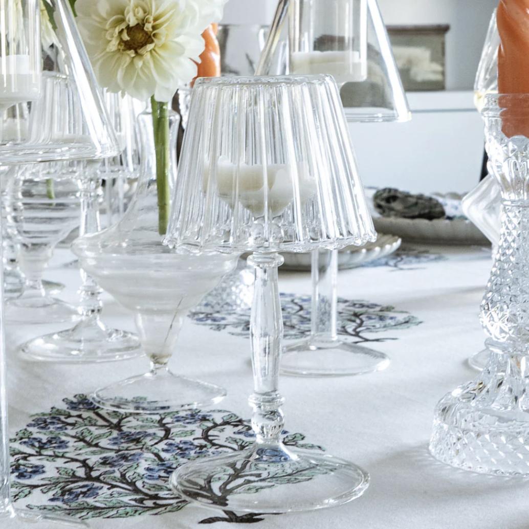 Candelabro De Cristal Con Diseño De Lámpara Ondulada Transparente