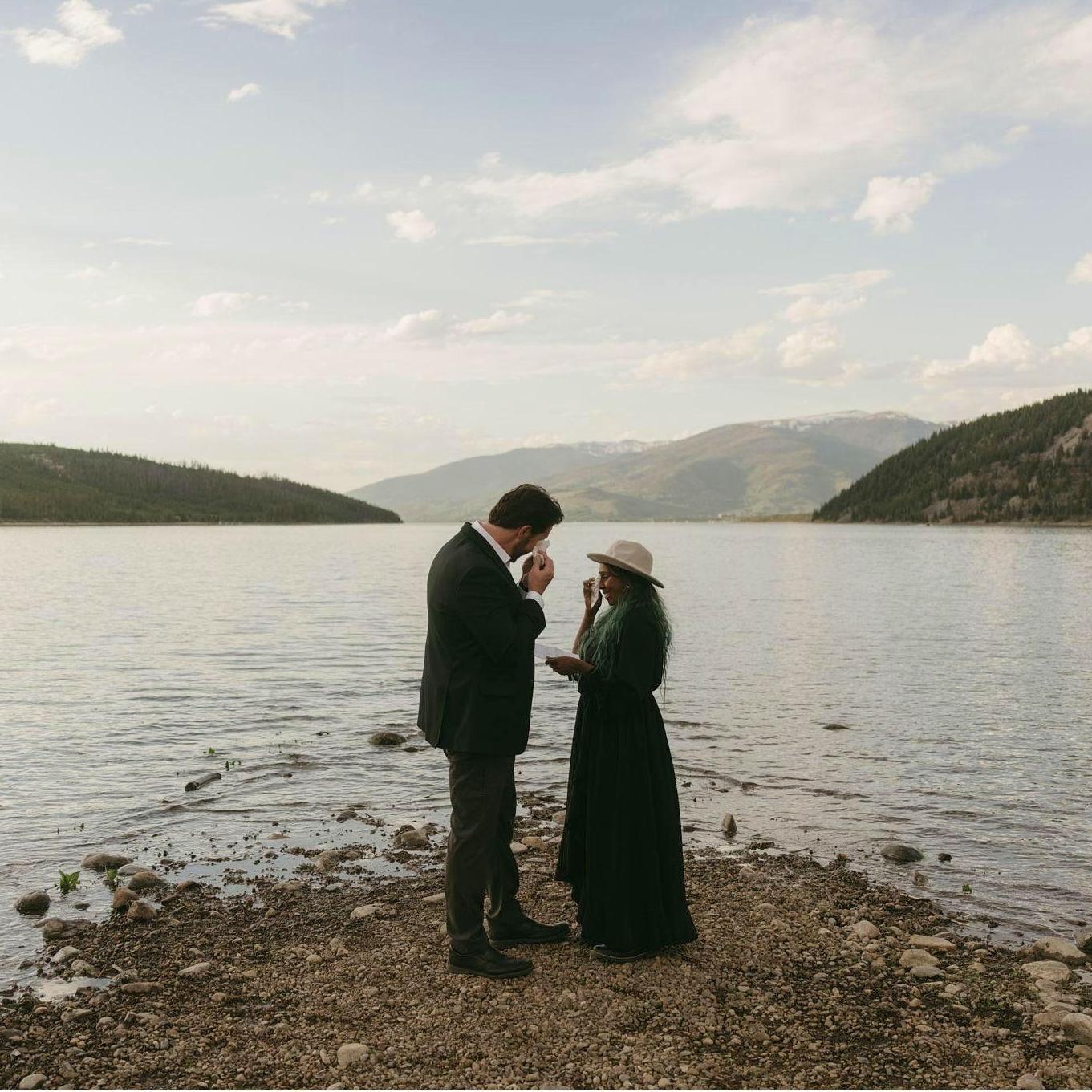 Private exchange of vows by the mountains