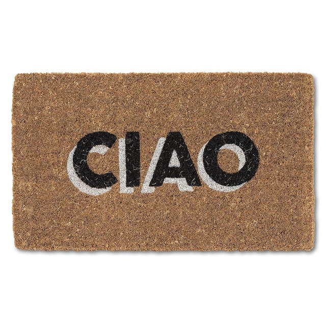 Abbott Collection Graphic CIAO Doormat - Coir Fiber, Natural/Black (18x30 L)
