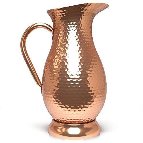 Pure Copper Pitcher - Extra Large 70 oz - Hammered Copper Water Jug for Ayurveda Health - No Inner Liner