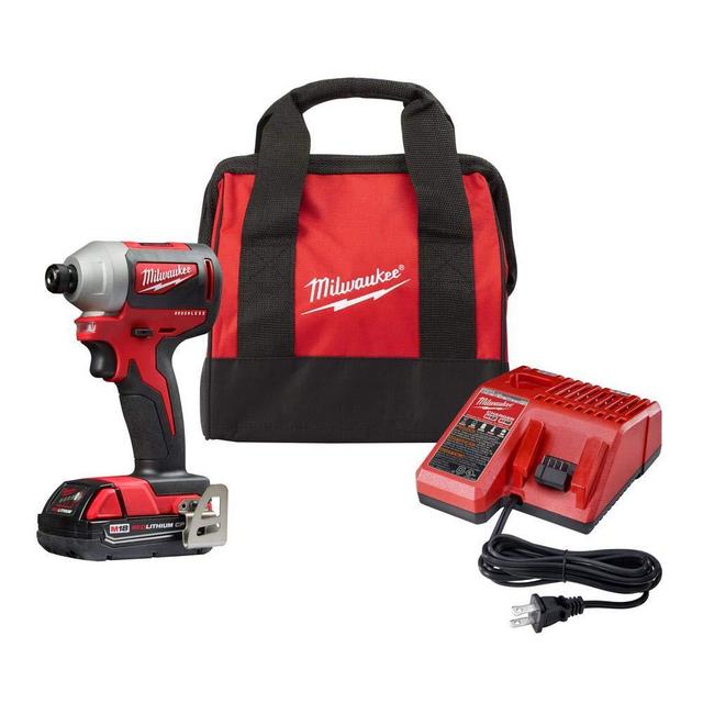 Milwaukee 2850-21P SB M18 Compact Brushless Cordless 0.25 Inch Impact Driver Kit with 1 Battery