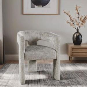 Gwen Grey Wood Upholstered Barrel Back Dining Chairs (6)