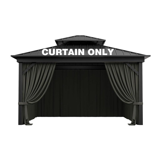 Pakunoda Outdoor Gazebo Curtain Replacement Universal 4-Panel Sidewalls 12' X 12',Outdoor Patio Waterproof Privacy Curtain with Double Zipper for Patio, Canopy, Garden, and Backyard (Curtain Only)