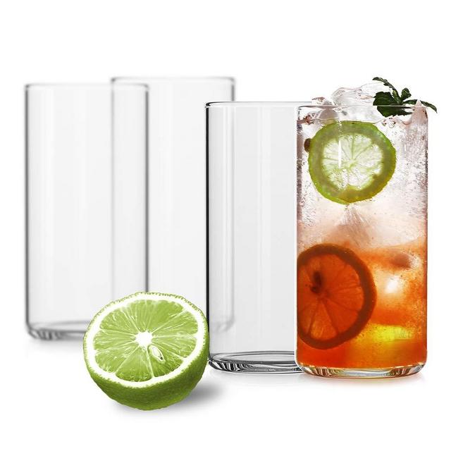 LUXU Drinking Glasses 19 oz, Thin Highball Glasses Set of 4,Clear Tall Glass Cups For Water, Juice, Beer, Drinks, and Cocktails and Mixed Drinks