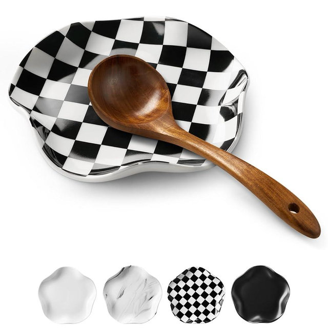 ABRUTY Spoon Rest for Stove Top, Ceramic Spoon Holder for Counter, Modern Farmhouse Decor Accessories for Spatula, Spoons or Tongs