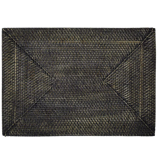 Tava Rattan Rectangular Placemat - Black