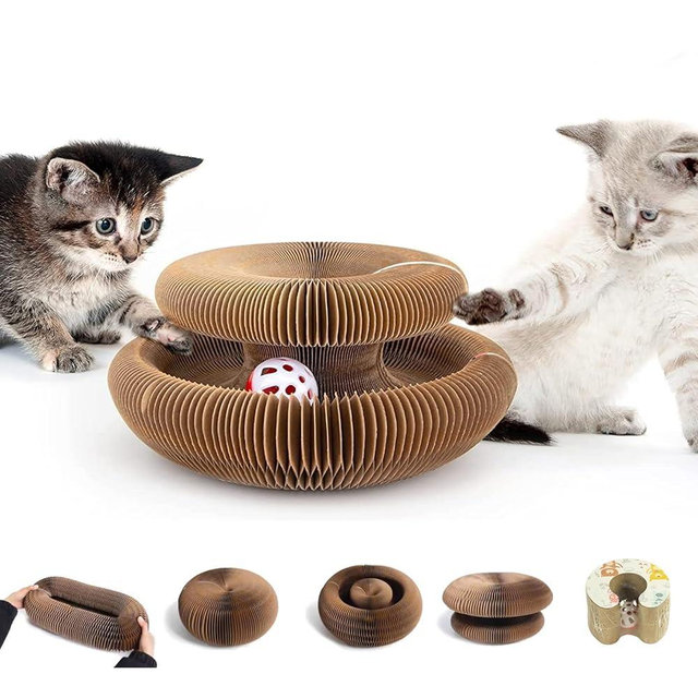 Kitty Curlz Cat Scratching Board, Magic Organ Cat Toy, Made of Recyclable Corrugated Cardboard, Scratch-Resistant and Abrasion-Resistant, Foldable for Indoor